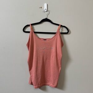 BEBE coral stretch rhinestone loco cami tank top